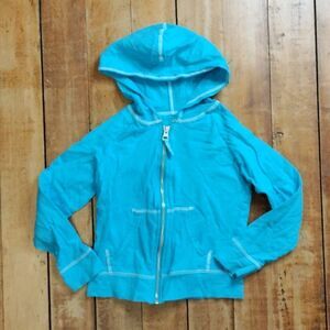 Hanes sweatshirt size 4 blue zip up cotton lightweight hooded long sleeve spring